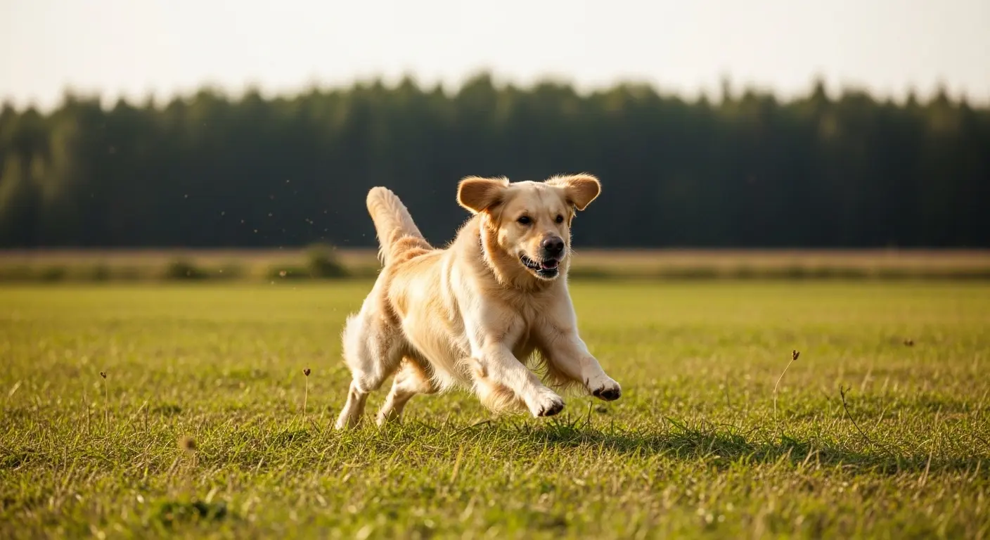 A dog enjoying a walk along a Norfolk Broads riverside path